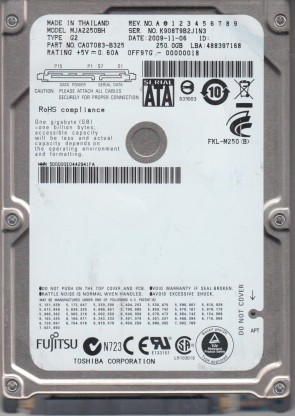 MJA2250BH G2 Fujitsu 250GB SATA 2.5 Inch Hard Drive